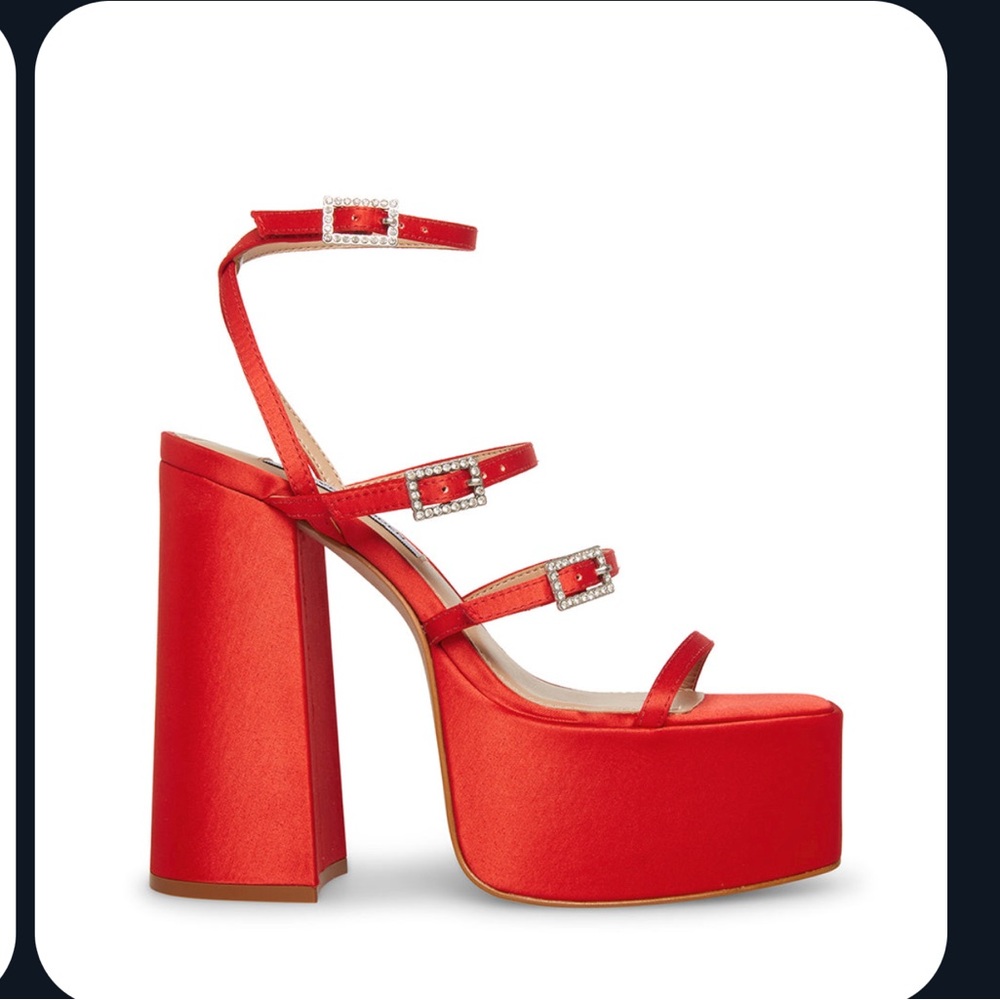 steve madden gia red satin platform heels